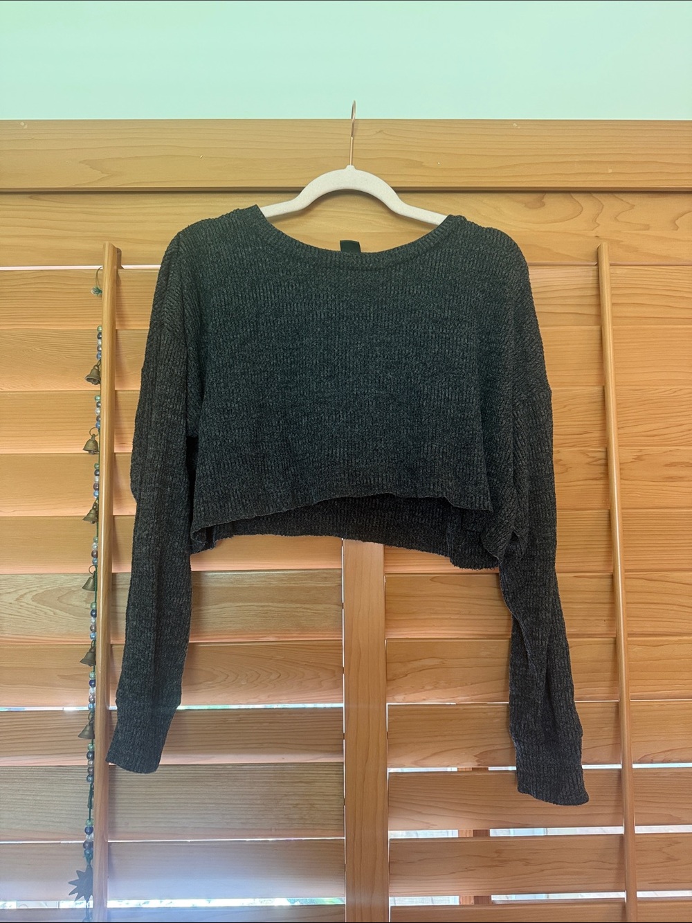 wild fable charcoal gray ribbed crop knit sweater